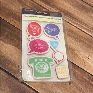 RECOLLECTIONS 309701 LOVE RUBBER STAMP SET OF 7 VALENTINES HEART PHONE BUBBLE